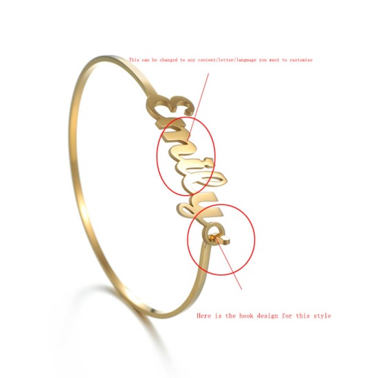 Image de Bracelet Prénom Personnalisé Pendentif de Lettre Personnalisé en 304 Acier Inoxydable 1 Pièce