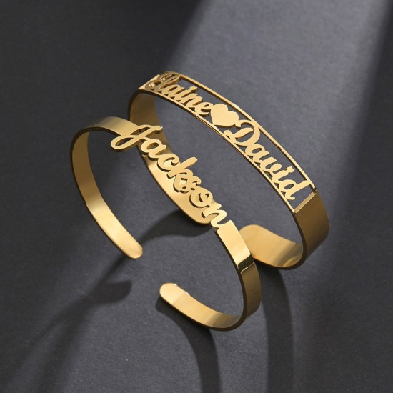 Image de Bracelet Prénom Personnalisé Pendentif de Lettre Personnalisé en 304 Acier Inoxydable 1 Pièce