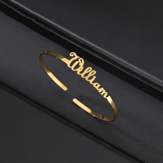 Image de Bracelet Prénom Personnalisé Pendentif de Lettre Personnalisé en 304 Acier Inoxydable 1 Pièce