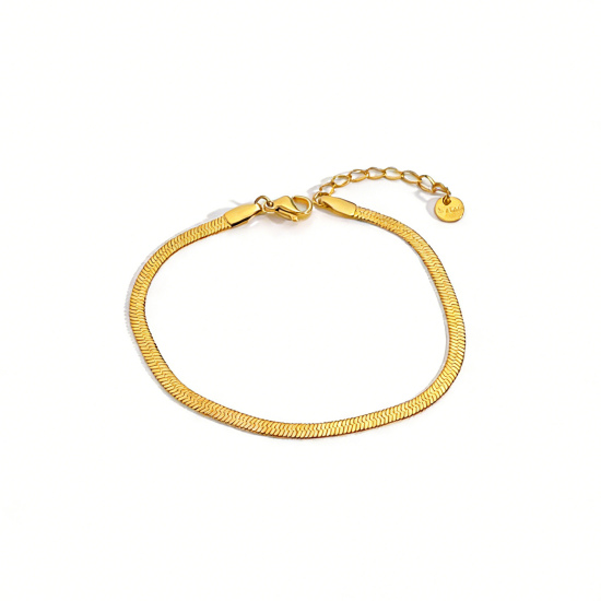 Image de Bracelets En Gros Plaqué Or 18K en 304 Acier Inoxydable, Chaînes Placage Sous Vide Écologique, Unisexe Élégant Minimaliste Cadeau Fournitures de Bijoux 1 Pièce