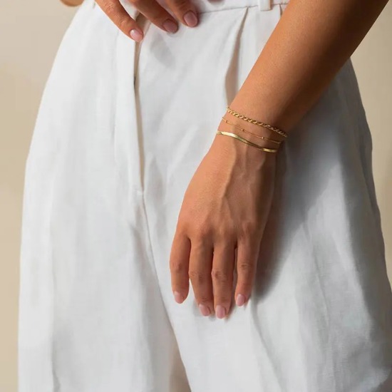 Image de Bracelets En Gros Plaqué Or 18K en 304 Acier Inoxydable, Chaînes Placage Sous Vide Écologique, Unisexe Élégant Minimaliste Cadeau Fournitures de Bijoux 1 Pièce