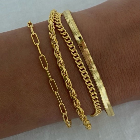 Image de Bracelets En Gros Plaqué Or 18K en 304 Acier Inoxydable, Chaînes Placage Sous Vide Écologique, Unisexe Élégant Minimaliste Cadeau Fournitures de Bijoux 1 Pièce