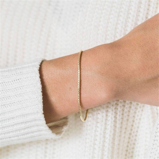 Image de Bracelets En Gros Plaqué Or 18K en 304 Acier Inoxydable, Chaînes Placage Sous Vide Écologique, Unisexe Élégant Minimaliste Cadeau Fournitures de Bijoux 1 Pièce