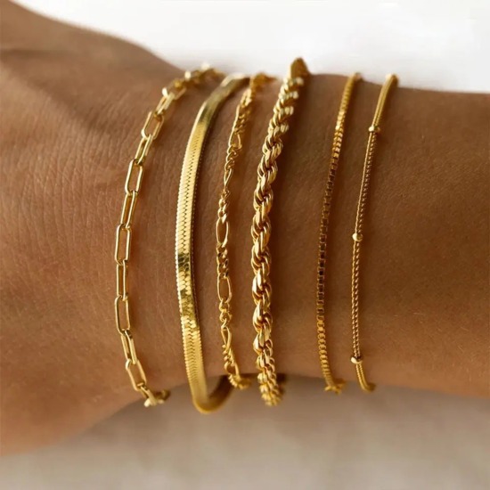 Image de Bracelets En Gros Plaqué Or 18K en 304 Acier Inoxydable, Chaînes Placage Sous Vide Écologique, Unisexe Élégant Minimaliste Cadeau Fournitures de Bijoux 1 Pièce