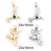 Immagine di Ottone Charms Colibrì Vero Oro Placcato 2 Pz
