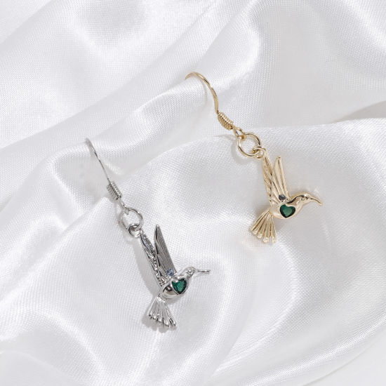 Immagine di Ottone Charms Colibrì Vero Oro Placcato 2 Pz