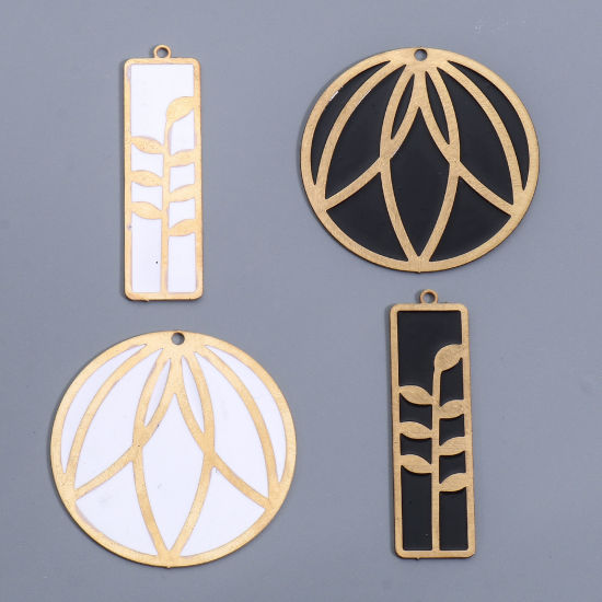 Image de Pendentifs en Alliage de Fer Doré Émail 2 Pcs