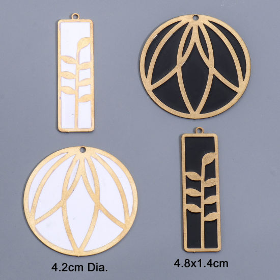 Image de Pendentifs en Alliage de Fer Doré Émail 2 Pcs