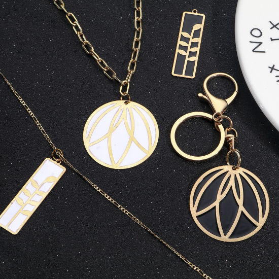 Image de Pendentifs en Alliage de Fer Doré Émail 2 Pcs