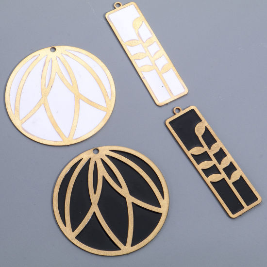 Image de Pendentifs en Alliage de Fer Doré Émail 2 Pcs