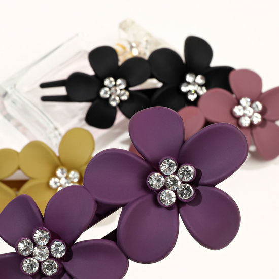 Image de Pince Griffe à Cheveux en Résine Élégant Multicolore Fleur 1 Pièce