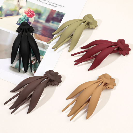 Image de Pince Griffe à Cheveux en Résine Élégant Multicolore Fleur 1 Pièce