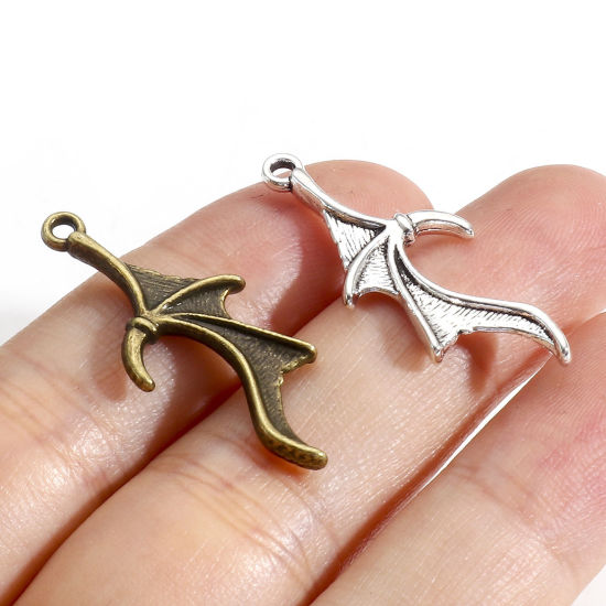 Picture of Zinc Based Alloy Halloween Charms Multicolor Halloween Bat Animal Wing 31mm x 13mm