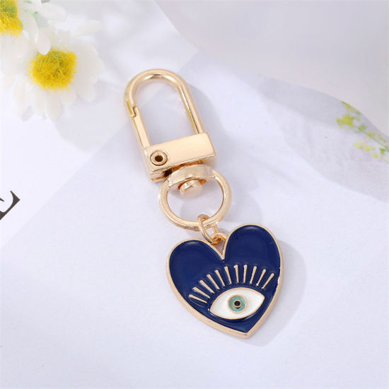 Image de Porte-Clés Élégant Doré Multicolore Cœur Émail 1 Pièce