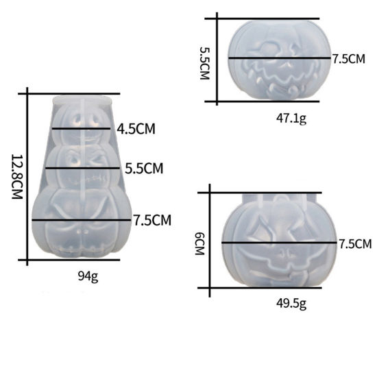 Image de Moule en Silicone pour DIY Fabrication de Savon Bougie en Silicone Halloween Citrouille Blanc 1 Pièce