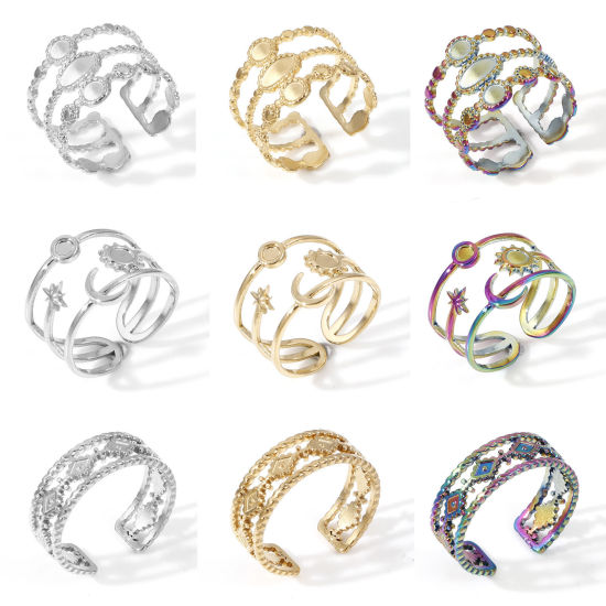 Imagen de 304 Acero Inoxidable Abierto Anillos Multicolor 1 Unidad