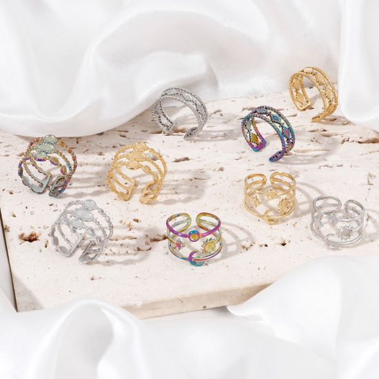 Imagen de 304 Acero Inoxidable Abierto Anillos Multicolor 1 Unidad