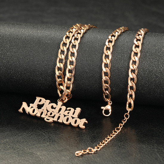 Picture of 304 Stainless Steel Customized Name Necklace Personalized Letter Charm Pendant