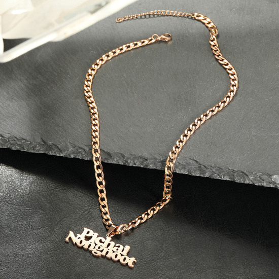Picture of 304 Stainless Steel Customized Name Necklace Personalized Letter Charm Pendant