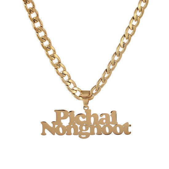 Picture of 304 Stainless Steel Customized Name Necklace Personalized Letter Charm Pendant