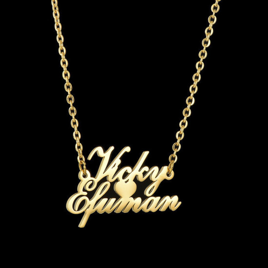 Picture of 304 Stainless Steel Customized Name Necklace Personalized Letter Charm Pendant