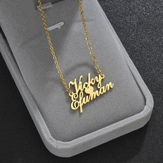Picture of 304 Stainless Steel Customized Name Necklace Personalized Letter Charm Pendant