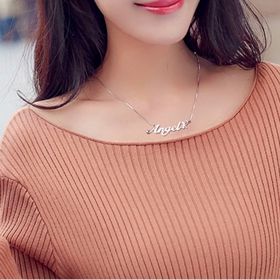 Picture of 304 Stainless Steel Customized Name Necklace Personalized Letter Charm Pendant
