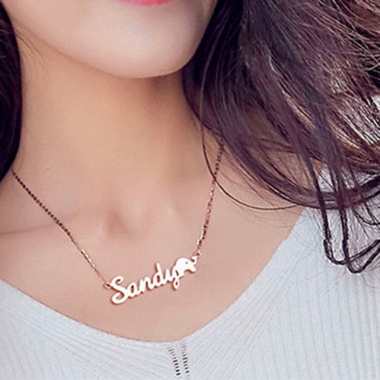 Picture of 304 Stainless Steel Customized Name Necklace Personalized Letter Charm Pendant