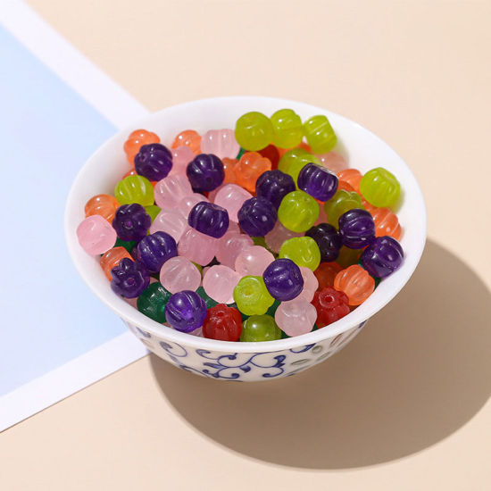 カルセドニー ( 天然染め ) ビーズ ペンダント チャーム DIY 手作り ハンドメイド ジュエリー アクセサリーを作る カボチャ 多色 8mm x 6mm、 10 個 の画像
