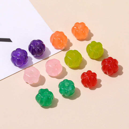 カルセドニー ( 天然染め ) ビーズ ペンダント チャーム DIY 手作り ハンドメイド ジュエリー アクセサリーを作る カボチャ 多色 8mm x 6mm、 10 個 の画像