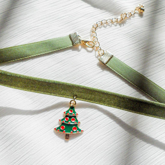 Image de Collier Ras de Cou Élégant Doré Multicolore Flocon de Neige de Noël Cloche Émail 1 Pièce