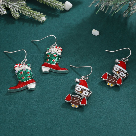 おしゃれ イヤリングピアス 金メッキ クリスマス キャンディケーン ベル 1 ペア の画像