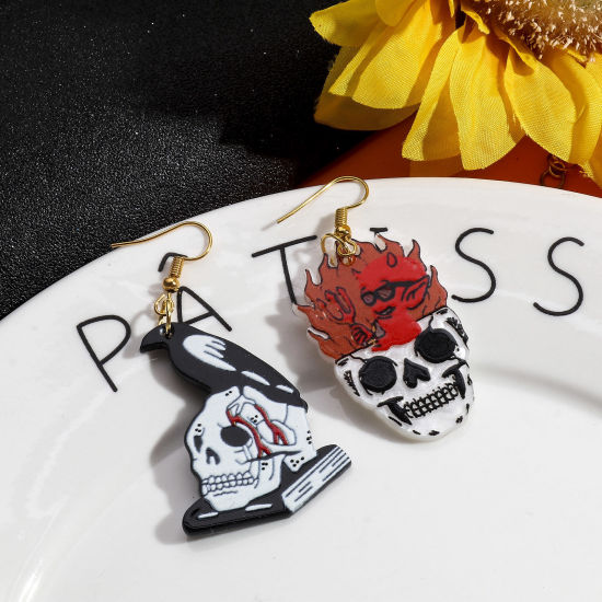 Image de Pendentifs en Acrylique Halloween Tête de Mort Multicolore 5 Pcs