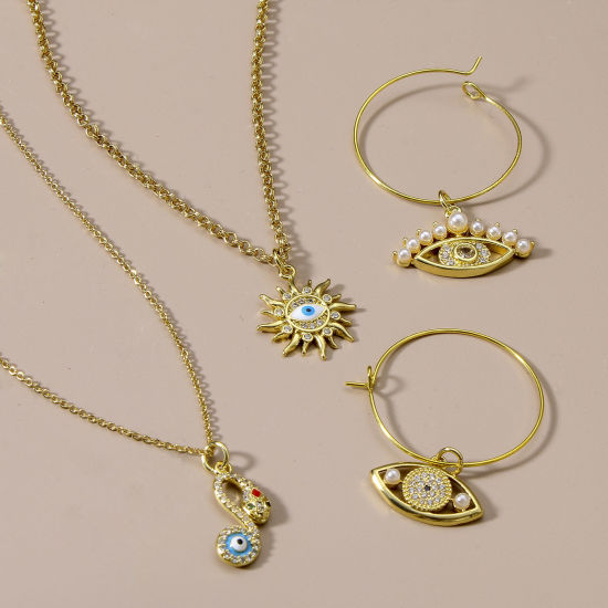 Bild von Messing Charms 18K Echtgold plattiert Böser Blick 1 Stück