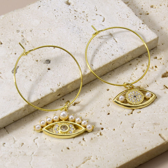 Bild von Messing Charms 18K Echtgold plattiert Böser Blick 1 Stück