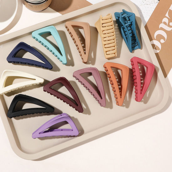 Image de Pince Griffe à Cheveux en Résine Simple Multicolore Triangle Givré 1 Pièce