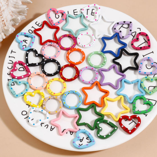 Image de 10 Pcs Porte-Clés en Alliage de Zinc Couleur Mélangée Au Hasard à Pois Laqué