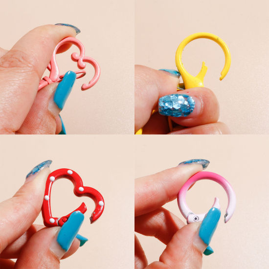 Image de 10 Pcs Porte-Clés en Alliage de Zinc Couleur Mélangée Au Hasard à Pois Laqué