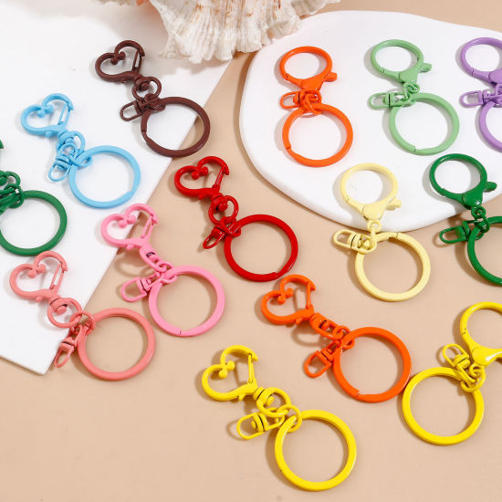Image de 10 Pcs Porte-Clés en Alliage de Zinc Couleur Mélangée Au Hasard à Pois Laqué