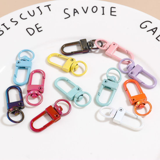 Image de 10 Pcs Porte-Clés en Alliage de Zinc Couleur Mélangée Au Hasard à Pois Laqué
