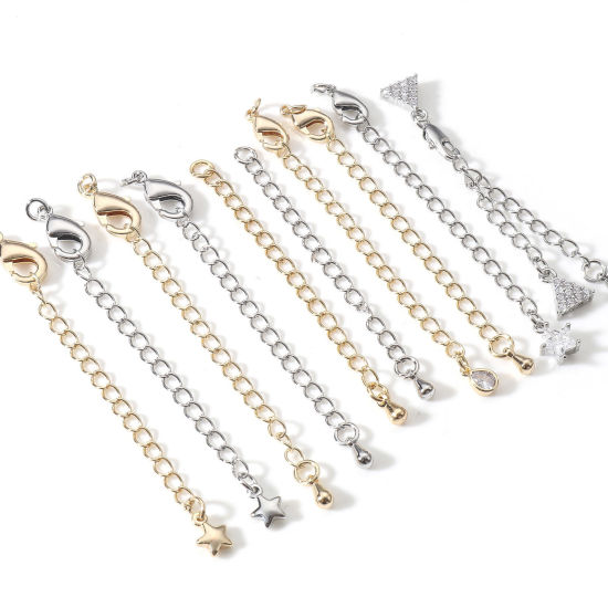 Image de Chaînes d'Extension en Laiton Plaqué Or Véritable avec Fermoir Mousqueton 2 Pièces