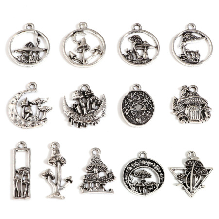 Zinc Based Alloy Charms Antique Silver Color Mushroom