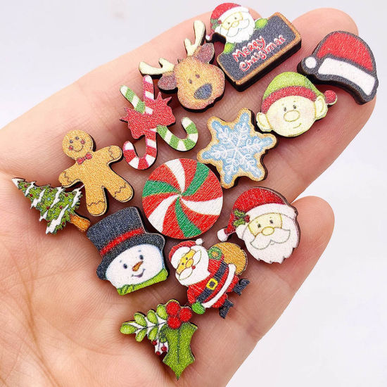 ウッド 可愛い かわいい キュート イヤリングピアス 多色 クリスマス 1 ペア の画像