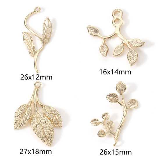 Image de Breloques en Laiton Feuille Plaqué Or Véritable 2 Pcs
