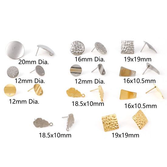Image de Boucle d'Oreille à Tige avec Accessoires de Connecteur de Boucle en 304 Acier Inoxydable Géométrique 10 Pcs