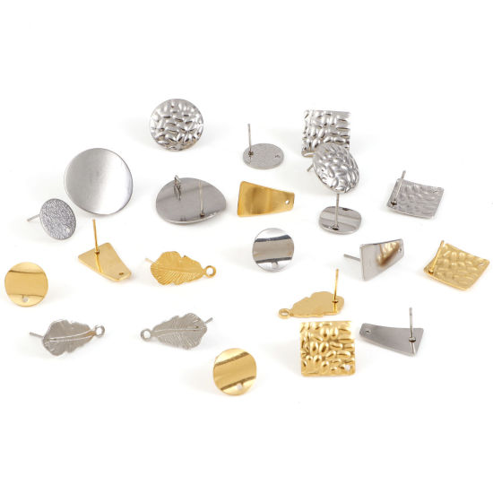 Image de Boucle d'Oreille à Tige avec Accessoires de Connecteur de Boucle en 304 Acier Inoxydable Géométrique 10 Pcs