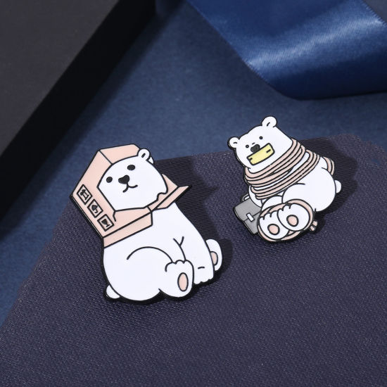 可愛い かわいい キュート ブローチ クマ エナメル 1 個 の画像