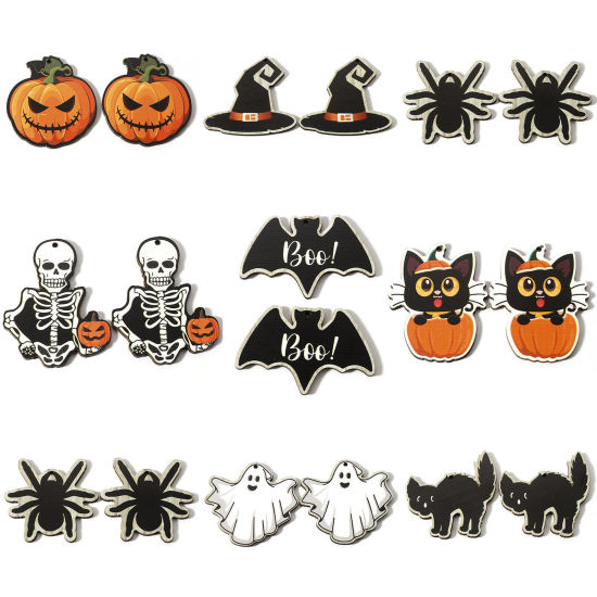 Image de Pendentifs Halloween en Bois Naturel Multicolore 10 Pcs