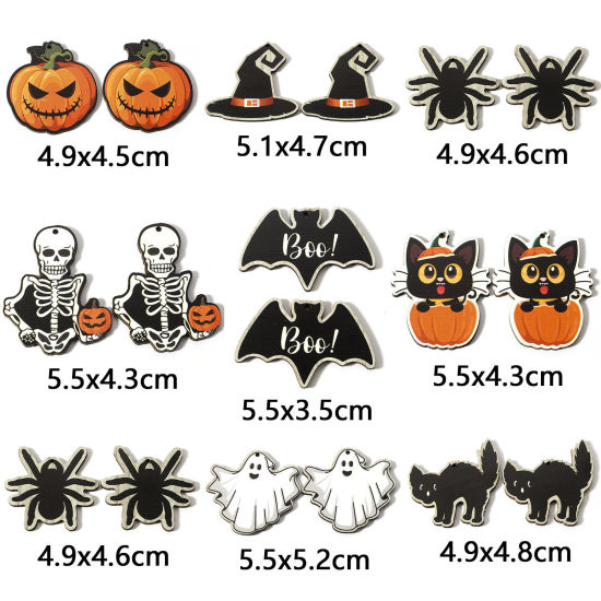 Image de Pendentifs Halloween en Bois Naturel Multicolore 10 Pcs
