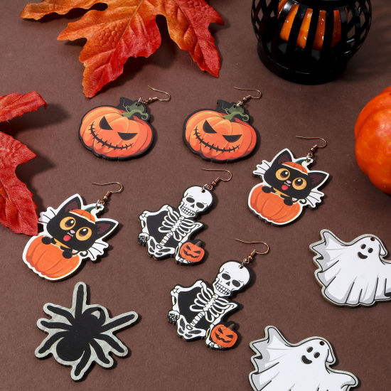 Image de Pendentifs Halloween en Bois Naturel Multicolore 10 Pcs